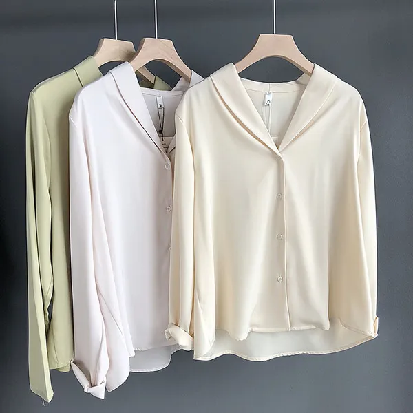 원픽 2019년 봄신상 여성 브이넥 루즈핏 실크 블라우스 셔츠