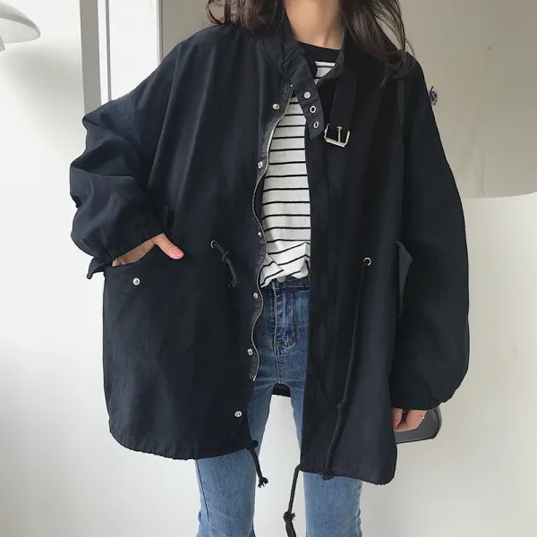 씨엔에이치 봄 가을 여자 오버핏 무지 데일리 여성 야상점퍼 자켓