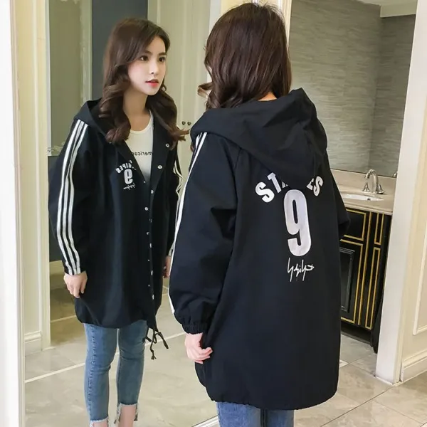 씨엔에이치 봄 가을 여자 여성 오버핏 팔라인 후드 야상점퍼 자켓