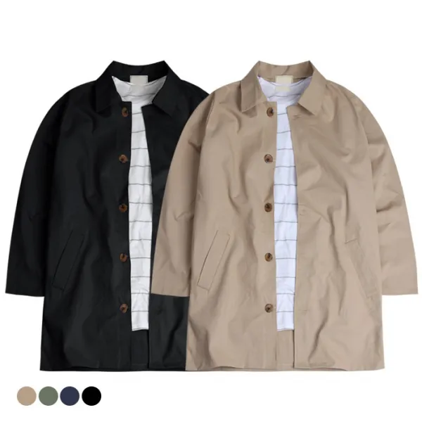 메인클라드 남자 트렌치코트 면원단 싱글코트