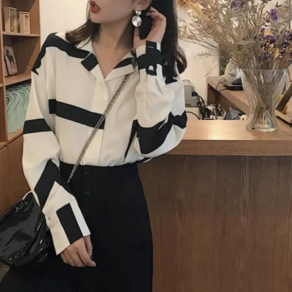 청명 봄 가을 여성 여자 스트라이프 셔츠 예쁜 블라우스 184 Rofe91