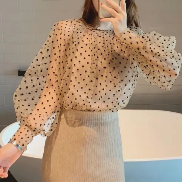 청명 봄 가을 여성 여자 퍼프 예쁜 블라우스 상의 옷 157 Rlz3li