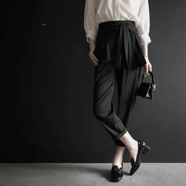 샵솔베이지 스트릿패션 도시녀 미시 중년 체크 하렘 정장 일자바지 26 30 