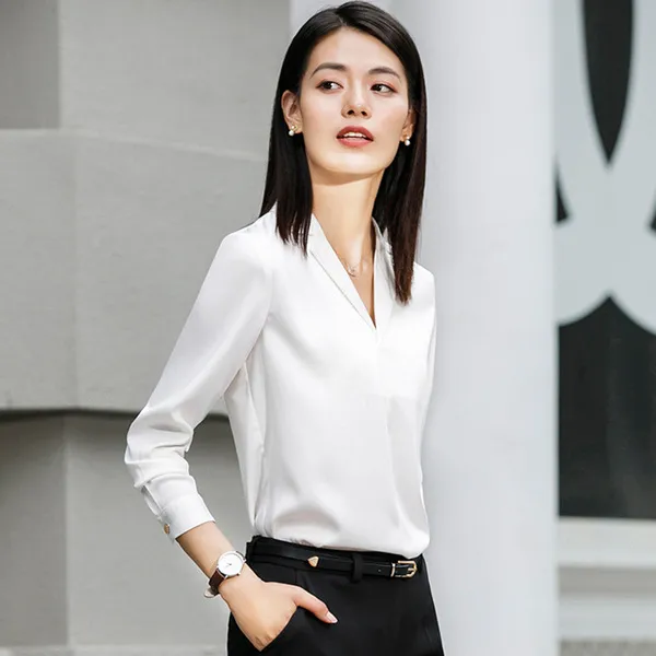 원픽 2019년 봄신상 여성 브이넥 쉬폰 정장 블라우스