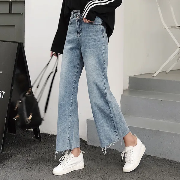 원픽 2019년 봄신상 복고풍 하이웨스트 나팔 청바지