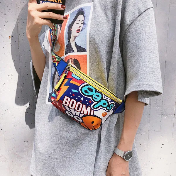 원픽 2019년 봄신상 프린트 크로스백 힙색