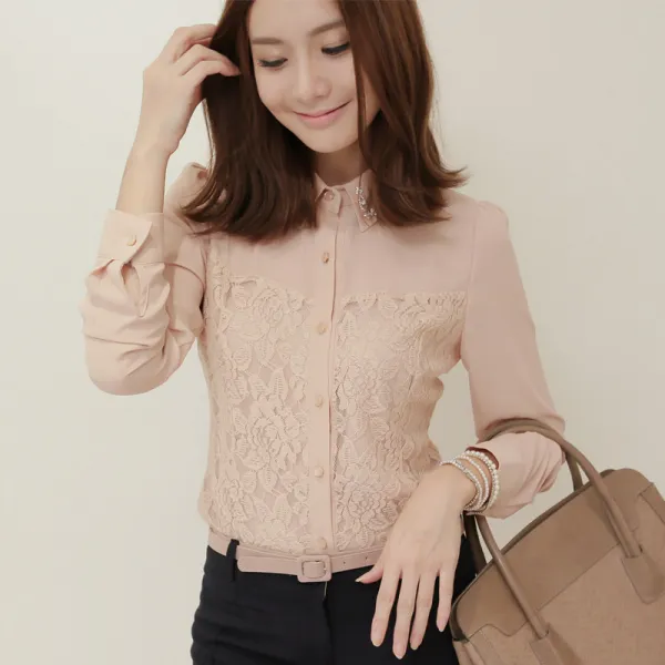 도깨비몰 여자 봄 여름 가을 베이직 심플 레이스 블라우스 프릴 드라마 여신룩 43751210223