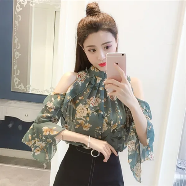 abc mall 홀터넥 플라워블라우스 쉬폰블라우스 플라워 여리여리 청순 블라우스 LS6 LT50 568457459173_nFS5