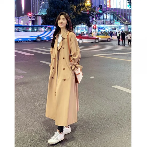 Zx 2019 봄 카키 롱 트렌치코트 A02