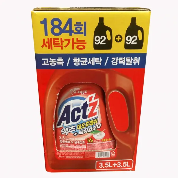 액츠 데오후레쉬 세탁세제+베이킹소다 3.5lx2 184회분 1box