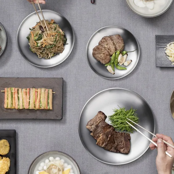 Solful 다용도 원형 스텐 접시 키친플라워 샐러드볼 중 24cm 