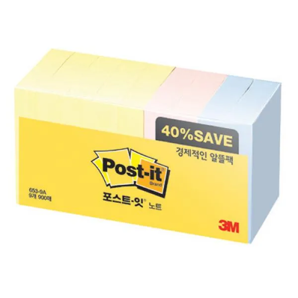 와이제이컴퍼니 1+1 스티커메모 653 9a 점착메모지 메모장 포스트잇 단품
