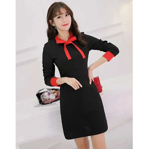 도깨비몰 긴팔 원피스 봄 여름 가을 새틴 정장 하객 원피스 77 88 빅 사이즈 543718089788