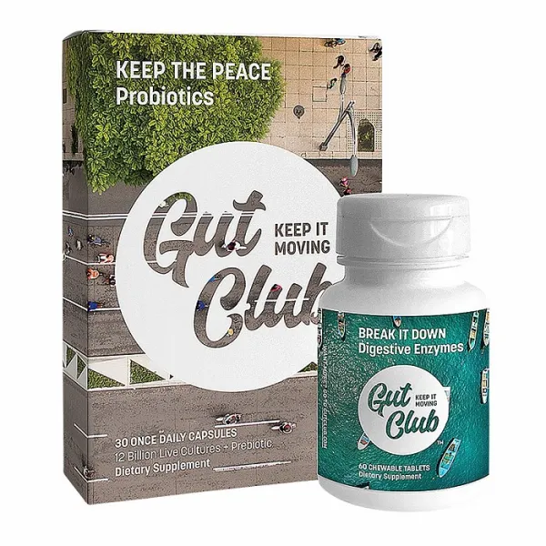 창자 클럽 필수품 콤보 매일 소화 지원 포함 매일 12 억 Cfu 30 일분 공급과 소화 효소 60 씹어 먹을 수있는 그것 1