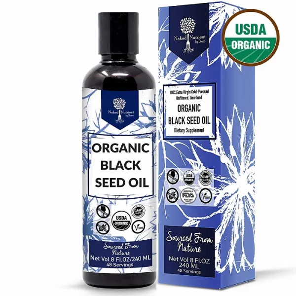 우다 유기농 검은 씨 오일 8oz 더 부드러운 맛 나이젤라 Sativa 냉간 압박 정제되지 않은 커민 씨 추출물 프리미엄 보충 1