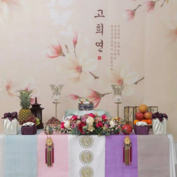 좋은날 행복한날 파스텔세트 칠순상차림대여 회갑연 산수연 고희연, 파스텔세트+이름현수막+접착제+테이블