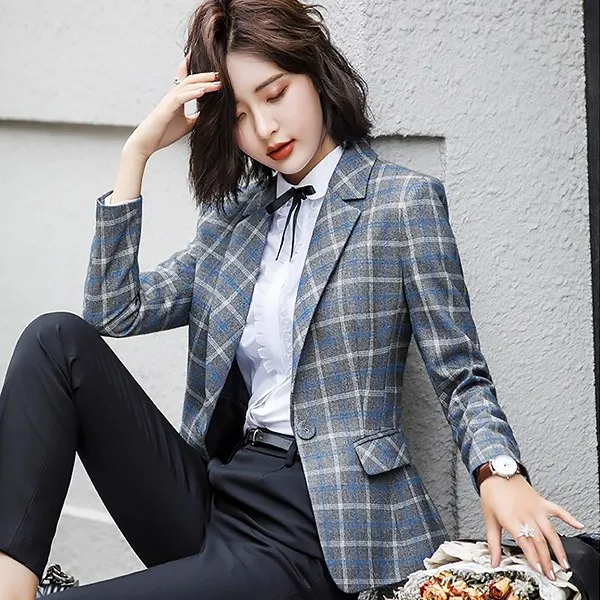 나라라오리 여성 에즈라 체크자켓 옷핀코사지 특허상표권