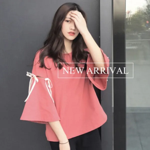 나바바 NT027 소매 리본 7부티 여자여름티 여자봄티 예쁜봄티 여자봄옷 반팔 티셔츠