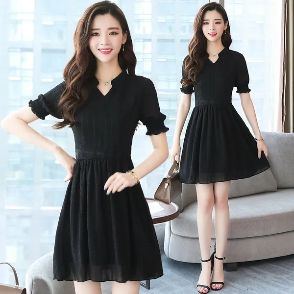 스마트셀러 놀멍직구 슬림핏 쉬폰 미니스커트 라지 A라인 미디 원피스