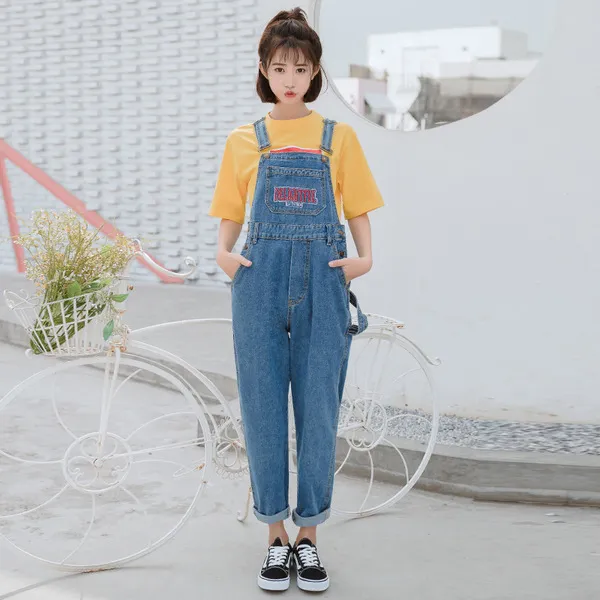 스마트셀러 놀멍직구 얇은 데님 jumpsuit 여자 청바지
