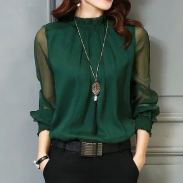 Sh 쉬폰 블라우스 긴팔 브라우스 직장 빅사이즈 여성 3 61