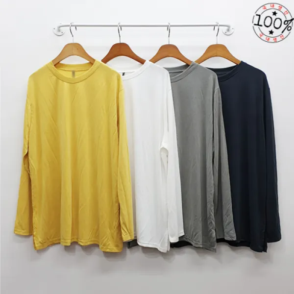 빅걸스토리 여성용 빅사이즈 매직 모달 라운드 긴팔 티셔츠