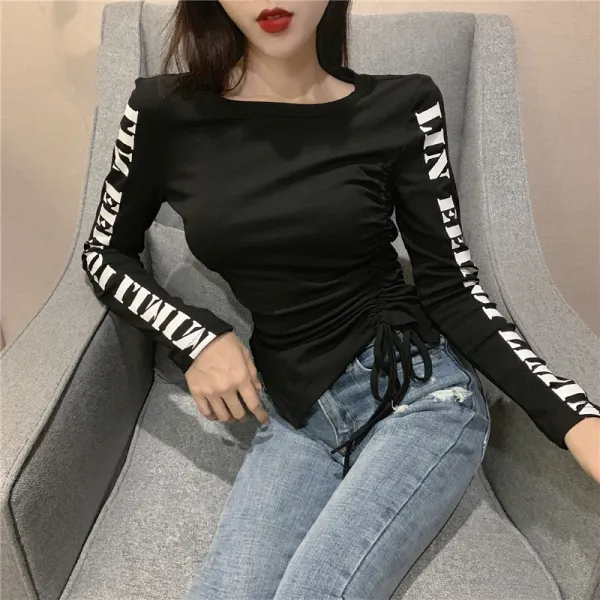 브엘세바 여성 봄 섹시 티셔츠 슬림핏 클럽 골지 파티 이너 CZ644 588268235529
