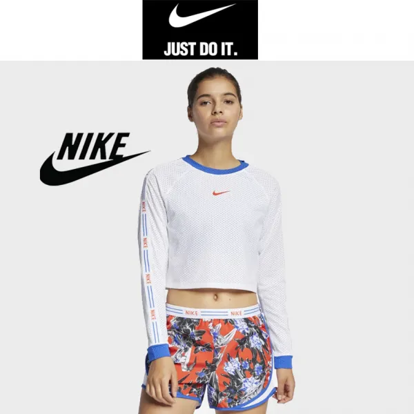 [미국직구정품] 나이키 반팔티셔츠 플로어 크롭러닝탑 Women's Floral Cropped Running Top Nike 반팔 티셔츠