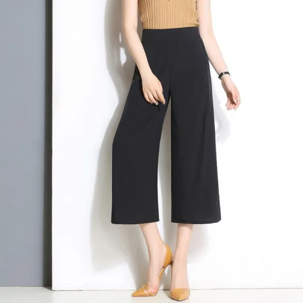 Qterra 특허브랜드 P190320399 여성 빅사이즈 하이웨스트 와이드팬츠 7부