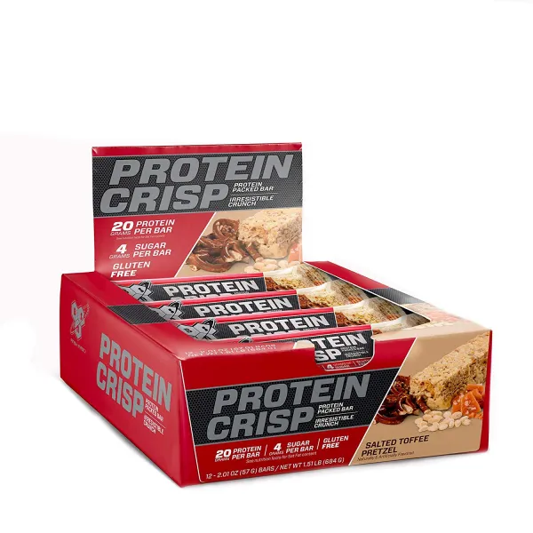 비에스엔 프로틴 크리스프 바 12개입, 684g, 솔티드 토피 프레젤(Salted Toffee Pretzel)