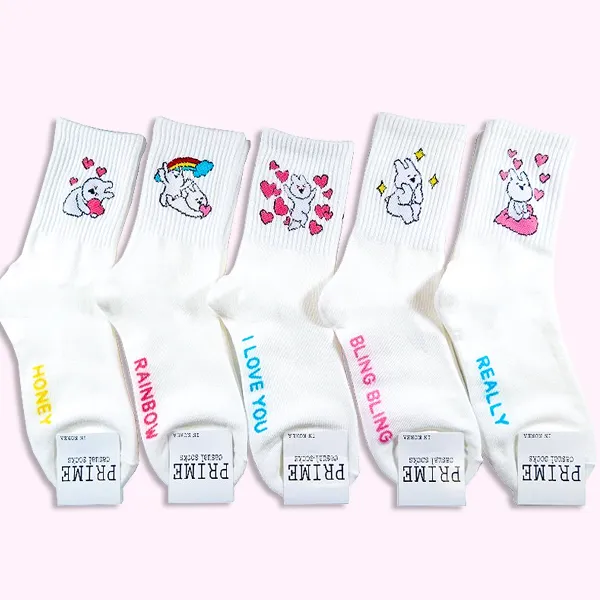 콩이네 양말 뉴액션레빗5족세트 귀여운 토끼 캐릭 러블리한 학생양말
