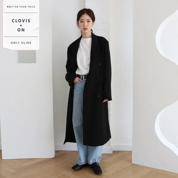 클라비스 스무스 베이직 더블 코트 Black Cvjh92301y