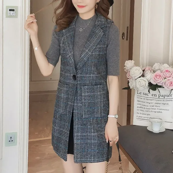 모리아 여성 정장 루즈핏 롱 조끼 Wxac