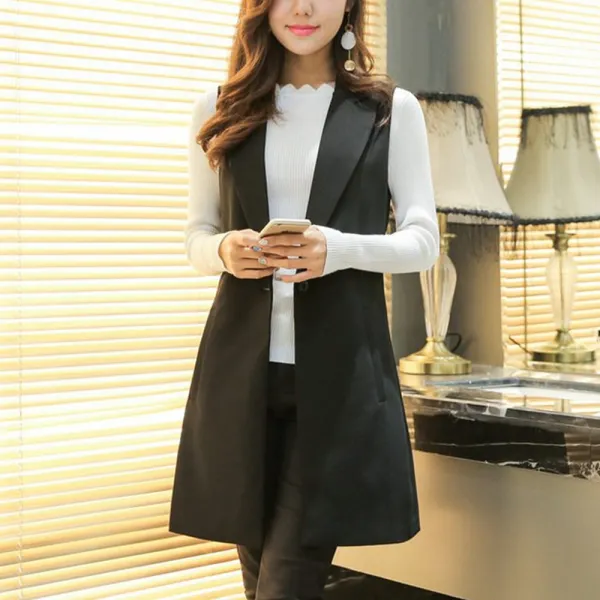 모리아 여성 정장 루즈핏 롱 조끼 Mxhb