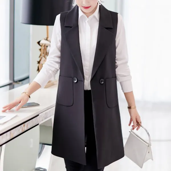 모리아 여성 정장 루즈핏 롱 조끼 Wxan