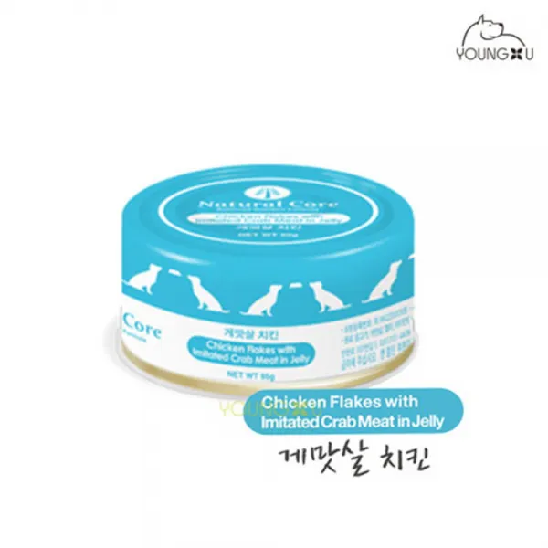 네츄럴코어 애견간식 캔 게살맛 치킨 95g 24개입, 치킨&게살