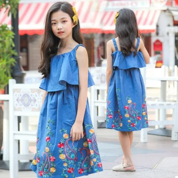 꿀순이옷장 주니어꽃자수청원피스 원피스