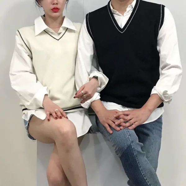 아르페 남녀공용 커플 시밀러룩 램스울 니트조끼 3color