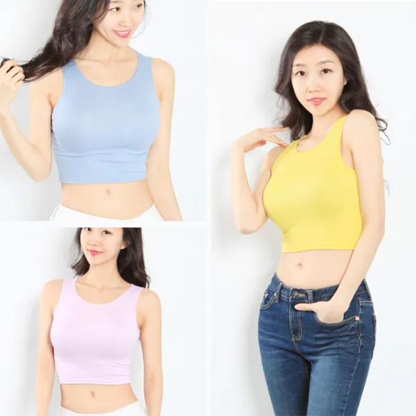 소프트 컬러 클럽의상 크롭나시티 숏 배꼽티 댄스 섹시탑 홀터나시
