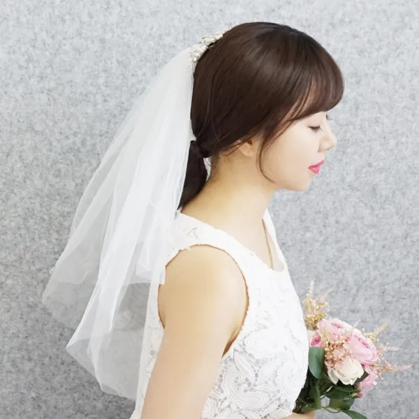 살롱드메리 2레이어숏베일 웨딩베일 면사포 결혼식 신부 파티 본식 스냅
