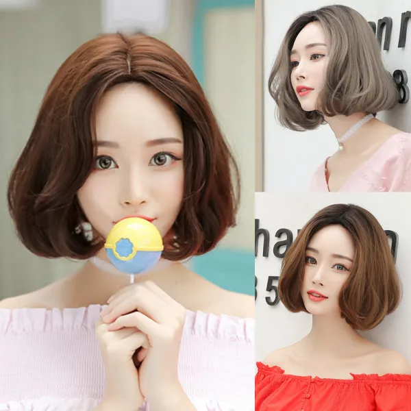 [해외][칠월의황후] 가르마 보브단발 가발, 네츄럴브라운