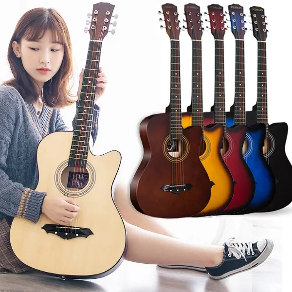 38인치 고퀄리티 어쿠스틱기타 클래식통기타 포크기타 초보 입문용 남여공용, 베이지, SD108