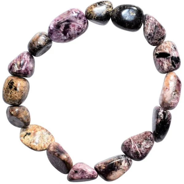 [1] 7 인치 자연 Charoite 크리스탈 너깃 비드 브레이슬릿 출시 공포증을 당장 드려라! - ZENERGY GEMS