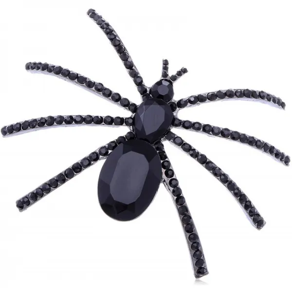 Alilang 대형 제트 블랙 크리스탈 라인 석 미망인 거미 곤충 버그 유행 핀 브로치