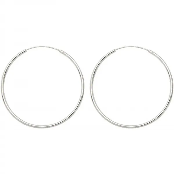스털링 실버 연속적 엔드리스 후프 귀걸이 (1.5mm 튜브) (40mm)