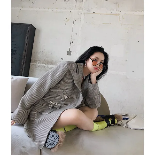 오버핏 체크자켓 박시 대디자켓 아이엘리유 맏형곽서 체크 스몰코트