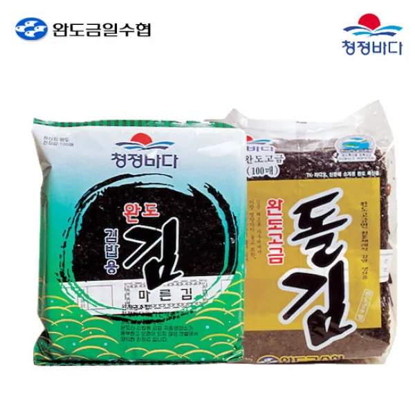 [완도금일수협] 청정바다 돌김(100매x2봉)+김밥용평김(50매x4봉), 1박스