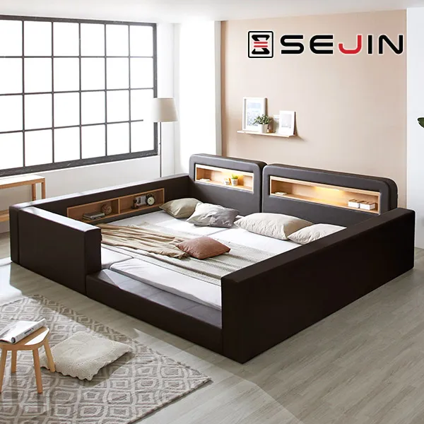 세진침대 스마일 LED 수납 범퍼형 패밀리침대, 6-1.스마일 범퍼형 패밀리침대-프레임만_초코브라운