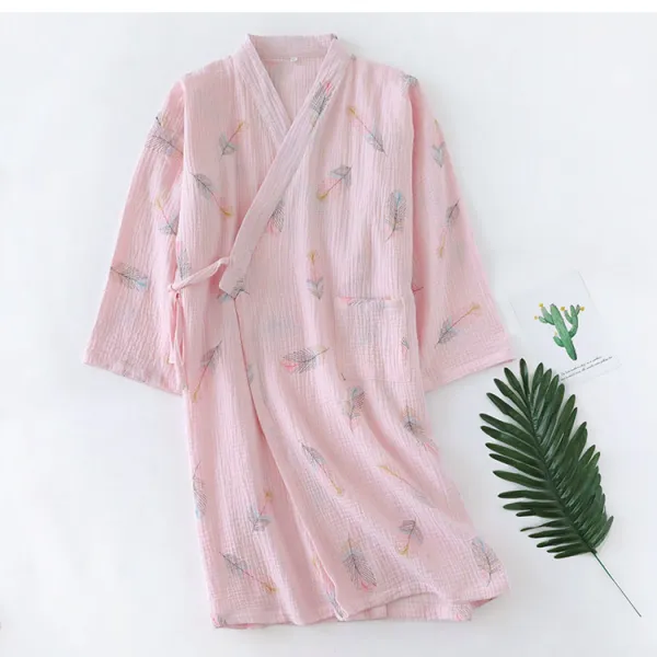 여름 유카타 잠옷 세트 일본 봄 여름 가을의 잠옷 여성 기모노