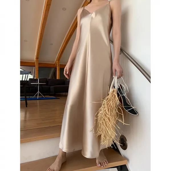 새틴 실크 원피스 2019 여름 새로운 프랑스어 작은 새틴 스커